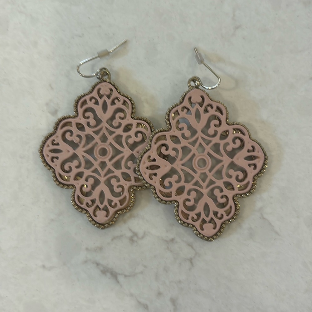 Pink & Gold Metal Earrings